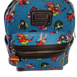 Loungefly Marvel Comics Women Superheroes Mini‎ Backpack – Blue Pop Art Print
